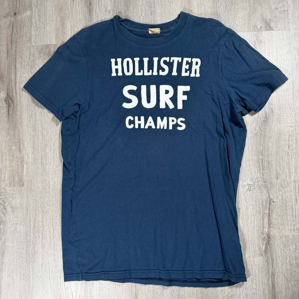 Hollister Surf Champs Graphic Short Sleeve T-Shirt Blue XL Y2K Skater
